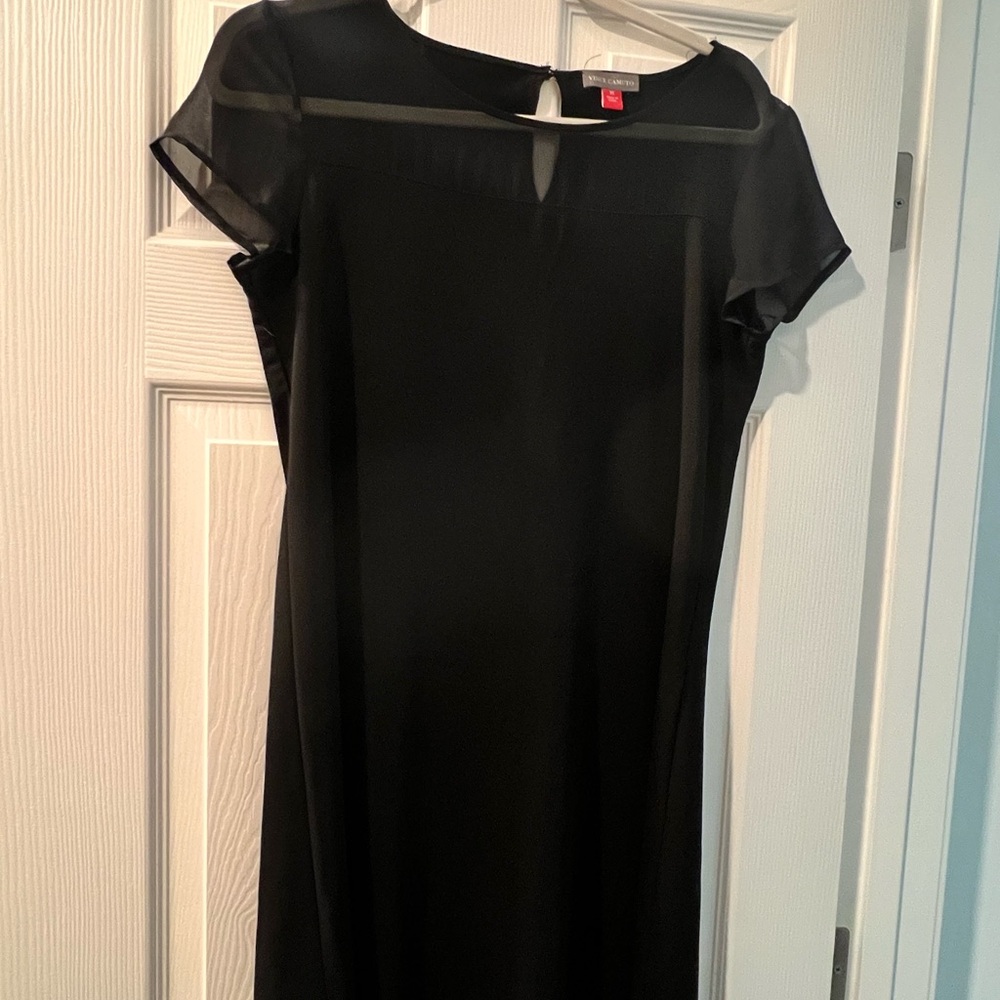 Vince Camuto Black Flutter Sleeve Sheath Dress